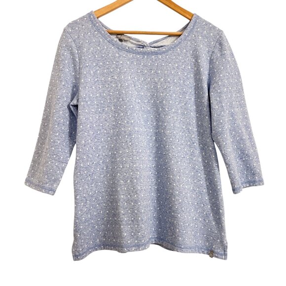 Talbots Tops - T by Talbots Twist Back Top Size Large Blue and White Jacquard Knit 3/4 Sleeves